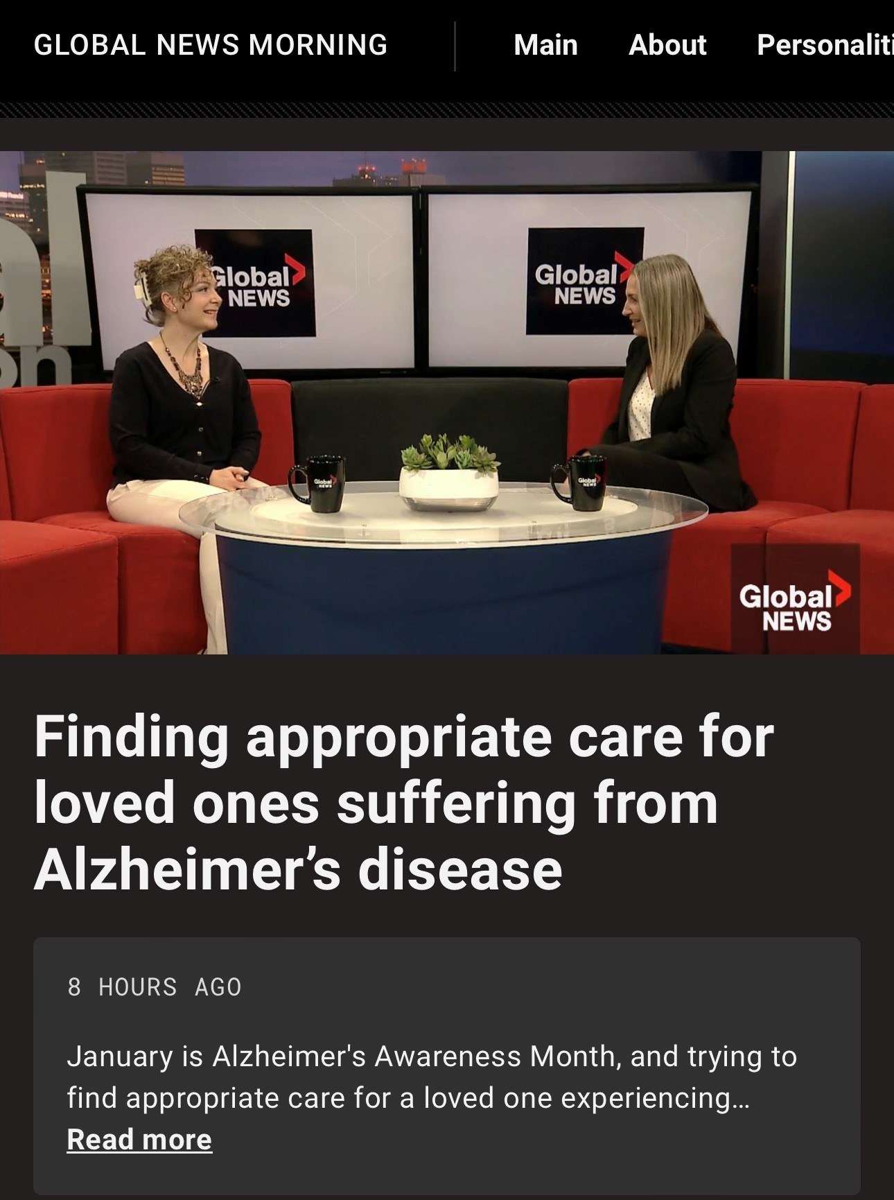 Global News and Canterbury Foundation - Alzheimer's Awareness Month Interview with CEO, Heidi Hadubiak